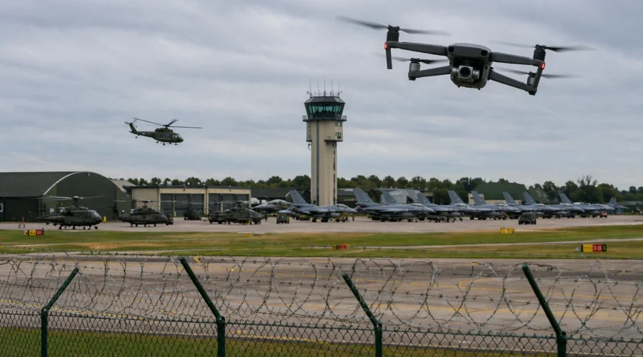 Dron blízko vojenského letiska